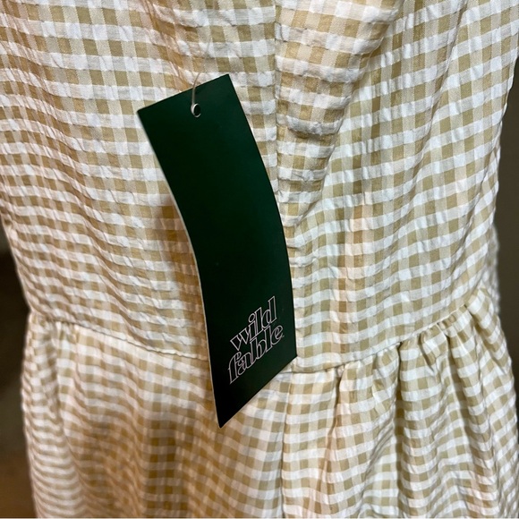 Wild Fable Tan Gingham Milkmaid Dress NWT - Picture 2 of 5